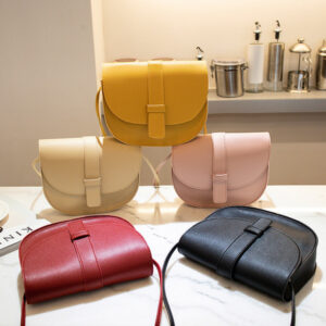 Trendy Solid Color PU Leather Small Shoulder Saddle Bag