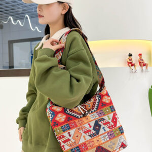 Casual Ethnic Korean Style Artistic Embroidered Canvas Shoulder Bag