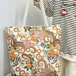Rope Handle Bohemian Fashion Large Capacity Portable Canvas Bag
