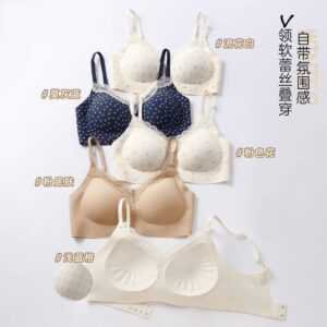 Lace Small Floral Anti-Sagging Semi Push Up Comfy Bra
