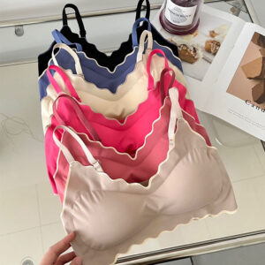 Wave Edge V-Neck Seamless Ice Silk One Size Bra