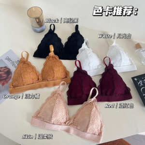 Wire-Free Deep V-Neck Ultra Thin Lace Triangle Cup Bra