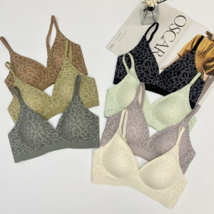 Leopard Print Deep-V Lifting Seamless Pure Anti Sagging Bra