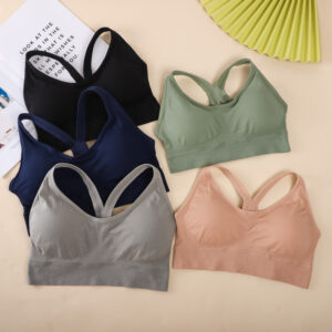 Shockproof Cross Strap Back Hook Cotton Fitness Bra